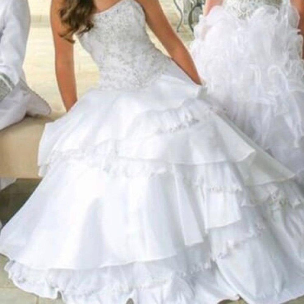 💲Sale💲Strapless White Pageant/Prom Dress by Bonny Sz 2